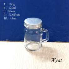 120ml 4oz Glass Mason Jar with Handle and Screw Metal Lid